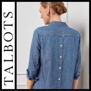 Talbots Button Back Denim Popover Shirt